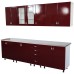 Bucatarie Zebra 260 cm din MDF Rosu Simplu cu blat termoizolant gri